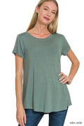 Ash Jade Flowy Round Hem Rayon Short Sleeve Top