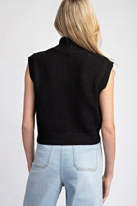 MOCK NECK SLEVE LESS SWEATER TOP