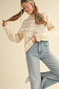 LACE TRIM MID WEIGHT  SWEATER