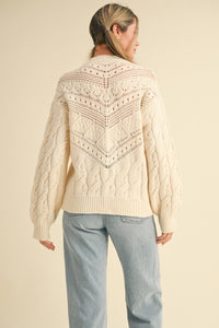 LACE TRIM MID WEIGHT  SWEATER