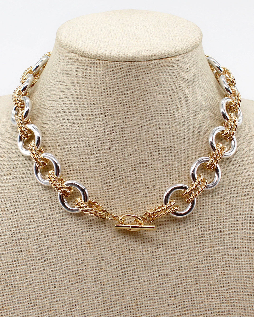 Gold and Silver Two Tone Textured Necklace 16