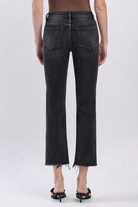 Black VERVET HIGH RISE SLIM STRAIGHT