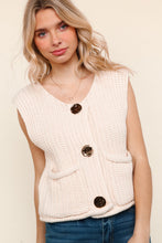 Load image into Gallery viewer, ROUND NECK GOLD BUTTON SWEATER VEST
