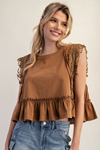 Load image into Gallery viewer, Lace Trim Ruffle Hem Top
