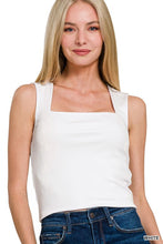 Load image into Gallery viewer, DOUBLE LAYERED RIBBED SQUARE NECK TANK IN WHITE
