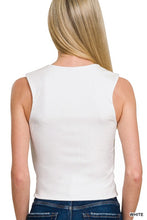 Load image into Gallery viewer, DOUBLE LAYERED RIBBED SQUARE NECK TANK IN WHITE
