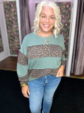 Load image into Gallery viewer, VINTAGE OLIVE  Ribbed and Animal Top

