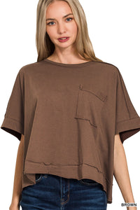 EXPOSED SEAM BOXY TOP IN BROWN