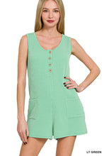 Load image into Gallery viewer, RIB SLEEVELESS ROMPER WITH POCKETS IN MINT
