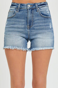 RISEN DENIM HIGH RISE SHORTS