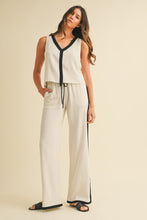 Load image into Gallery viewer, Linen Blend Color Block Sleeveless Top &amp; Pants Set
