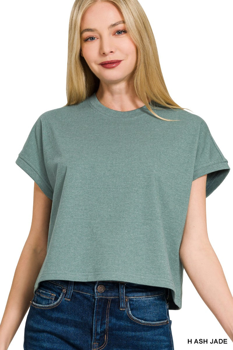 HEATHER ASH JADE Relaxed Crop Tee