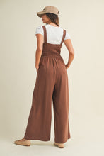 Load image into Gallery viewer, Linen Blend Smocking Bodice Strap Jumpsuit in brown
