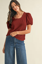 Load image into Gallery viewer, Waive Textured Puff Sleeve Knit Top
