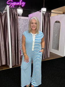 Multi-Striped Button-Up Jumpsuit