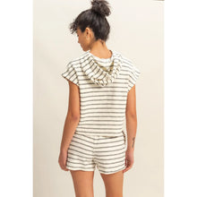 Load image into Gallery viewer, BLACK AND CREAM STRIPE SHORTS SET
