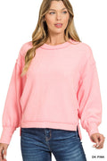 Pink Brushed Melange Hacci Oversized Sweater