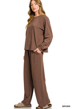 Load image into Gallery viewer, BROWN Long Sleeve Top &amp; Pants 2pcs Set
