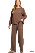 Load image into Gallery viewer, BROWN Long Sleeve Top &amp; Pants 2pcs Set
