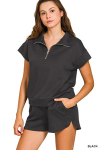 BLACK SCUBA DOLPHIN HEM SHORTS SET
