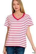 Ruby Striped V-neck T-shirts