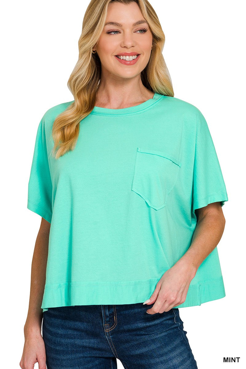 Mint Exposed Seam Boxy Top