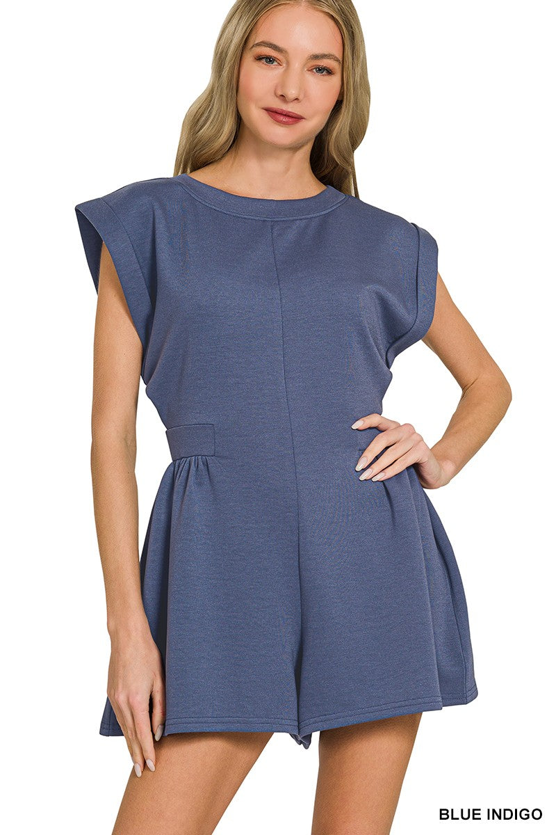 Blue Indigo Scuba Open Back Rompers