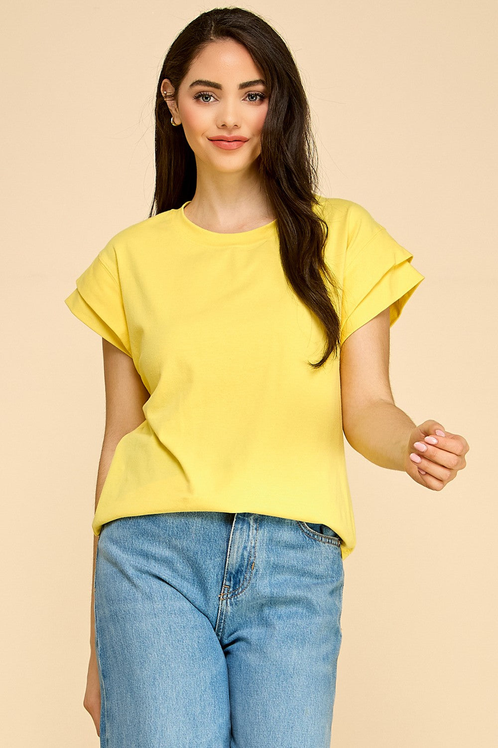 Yellow Cuffed Sleeve Top