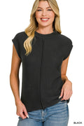 Black Center Seam Sleeveless Sweater