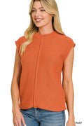 Rust Center Seam Sleeveless Sweater