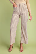 Taupe and Brown Striped Corduroy Pants
