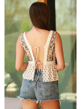 Load image into Gallery viewer, V Neck Lace Trim Tie Back Tank Top
