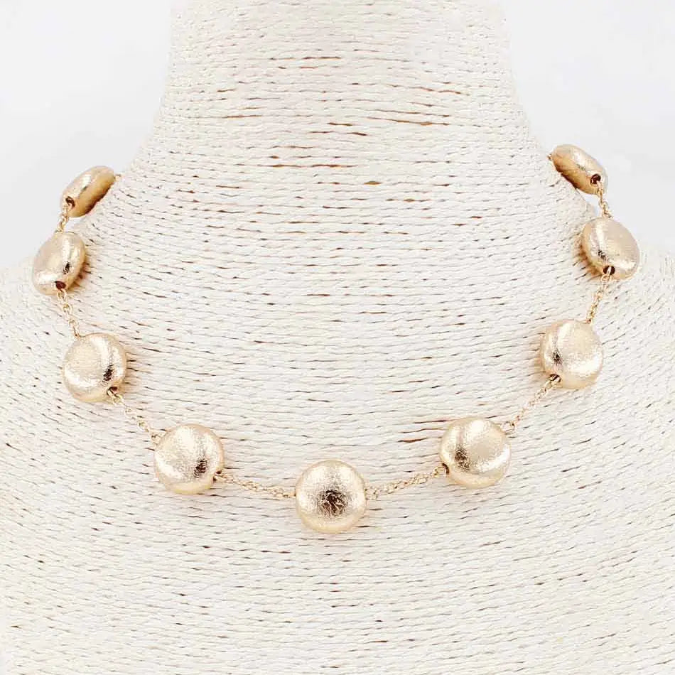 Gold Flat Beaded 16"-17" Necklace