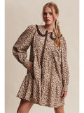 Leopard Ruffle Collar Mini Dress
