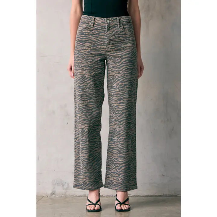 Animal Print High Rise Dad Jeans