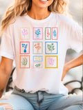 Flower Stamps Graphic Cotton Tee.