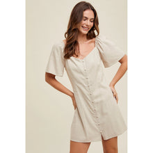 Load image into Gallery viewer, Bell Sleeve Linen Mini Dress
