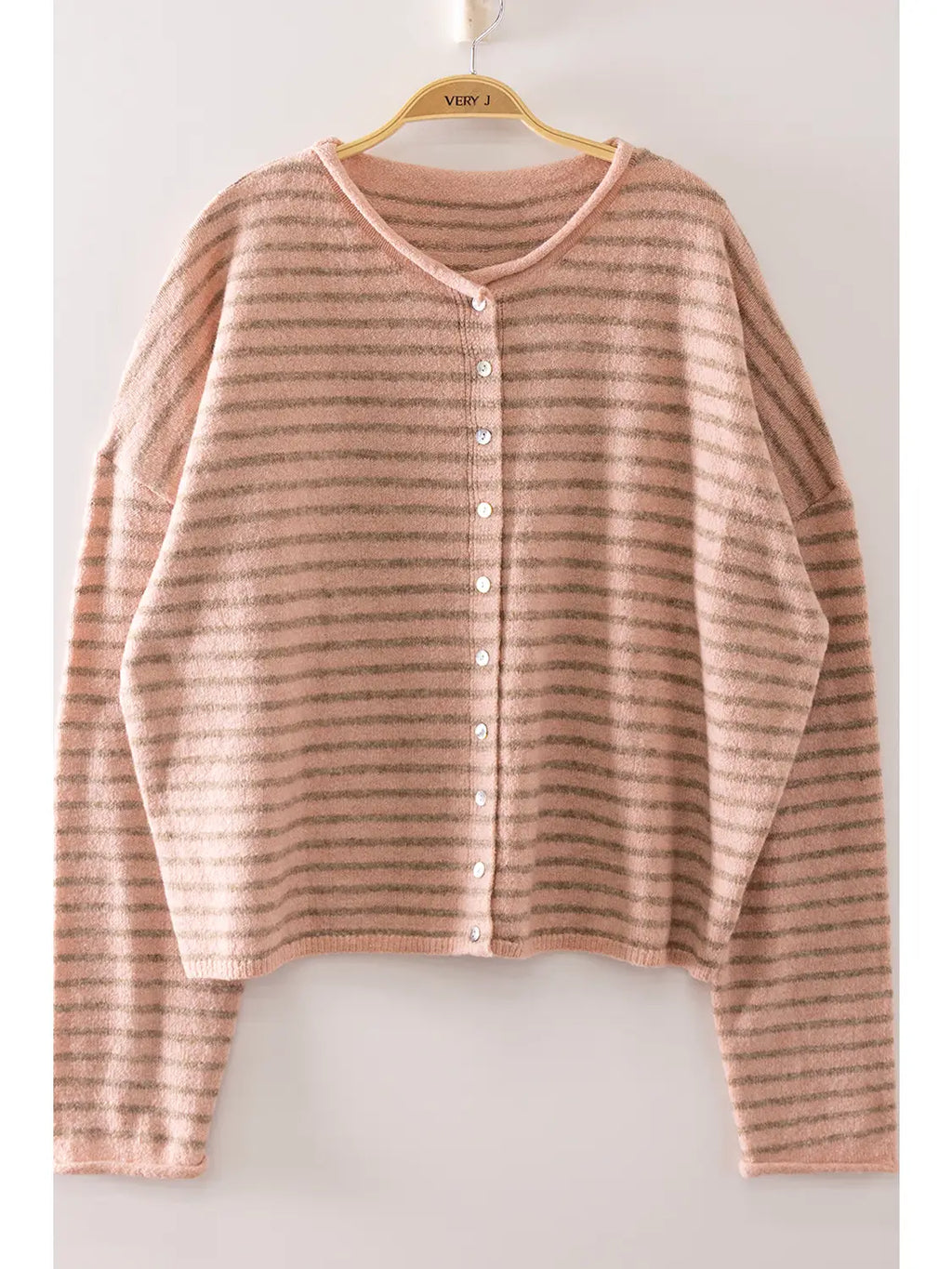 Blush Button Down Stripe Sweater