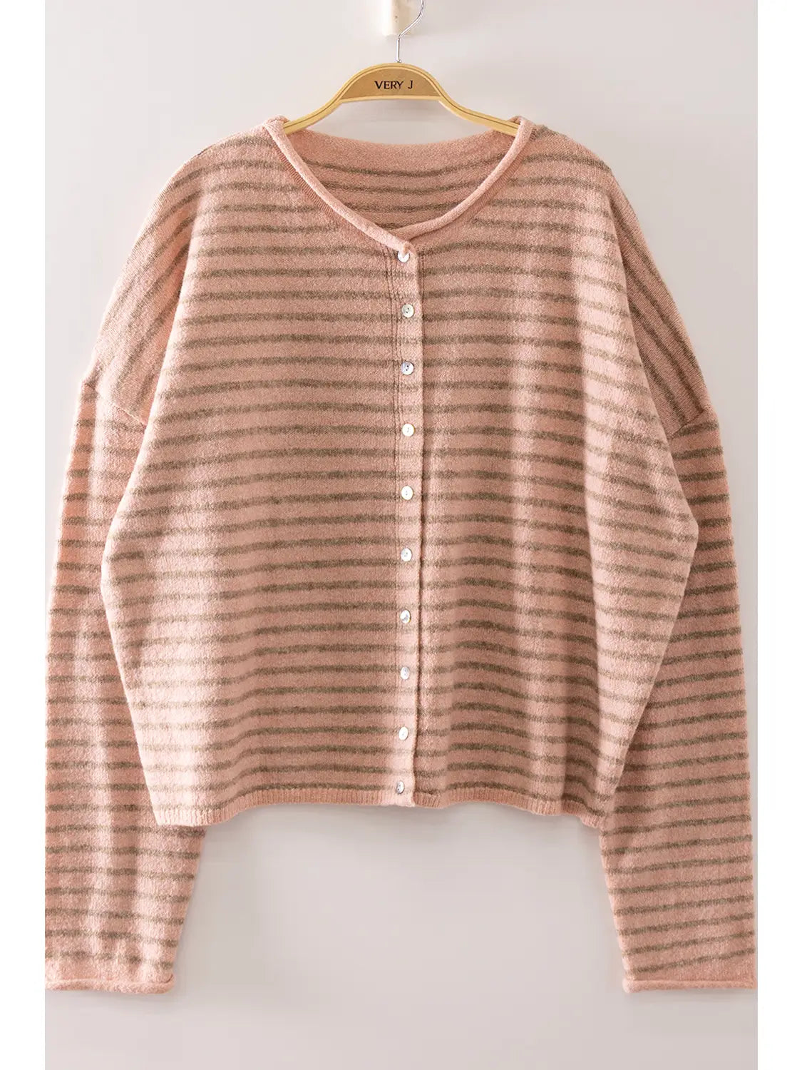 Blush Button Down Stripe Sweater