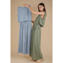 Load image into Gallery viewer, Linen blend pants set in olive and blue
