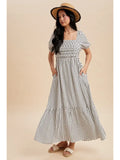 Pleated Polka Dot Maxi Dress