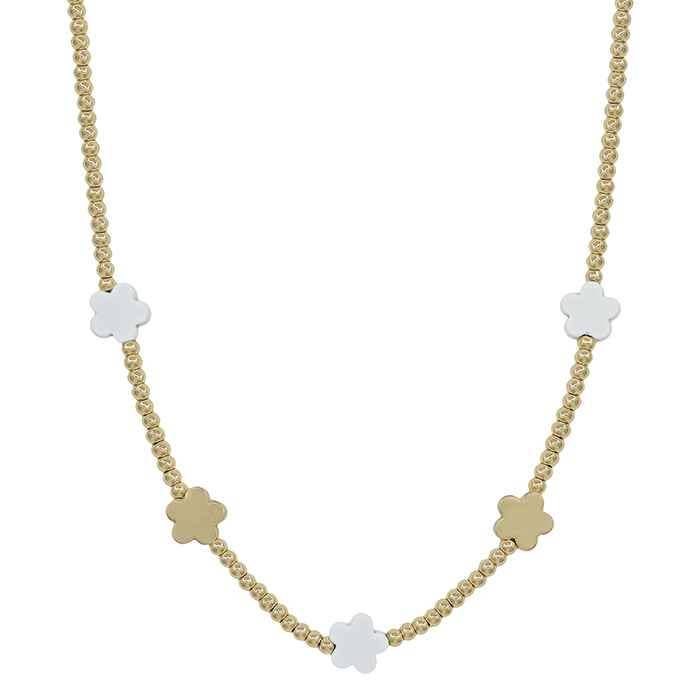 Gold Beaded with White Flower Accents 16