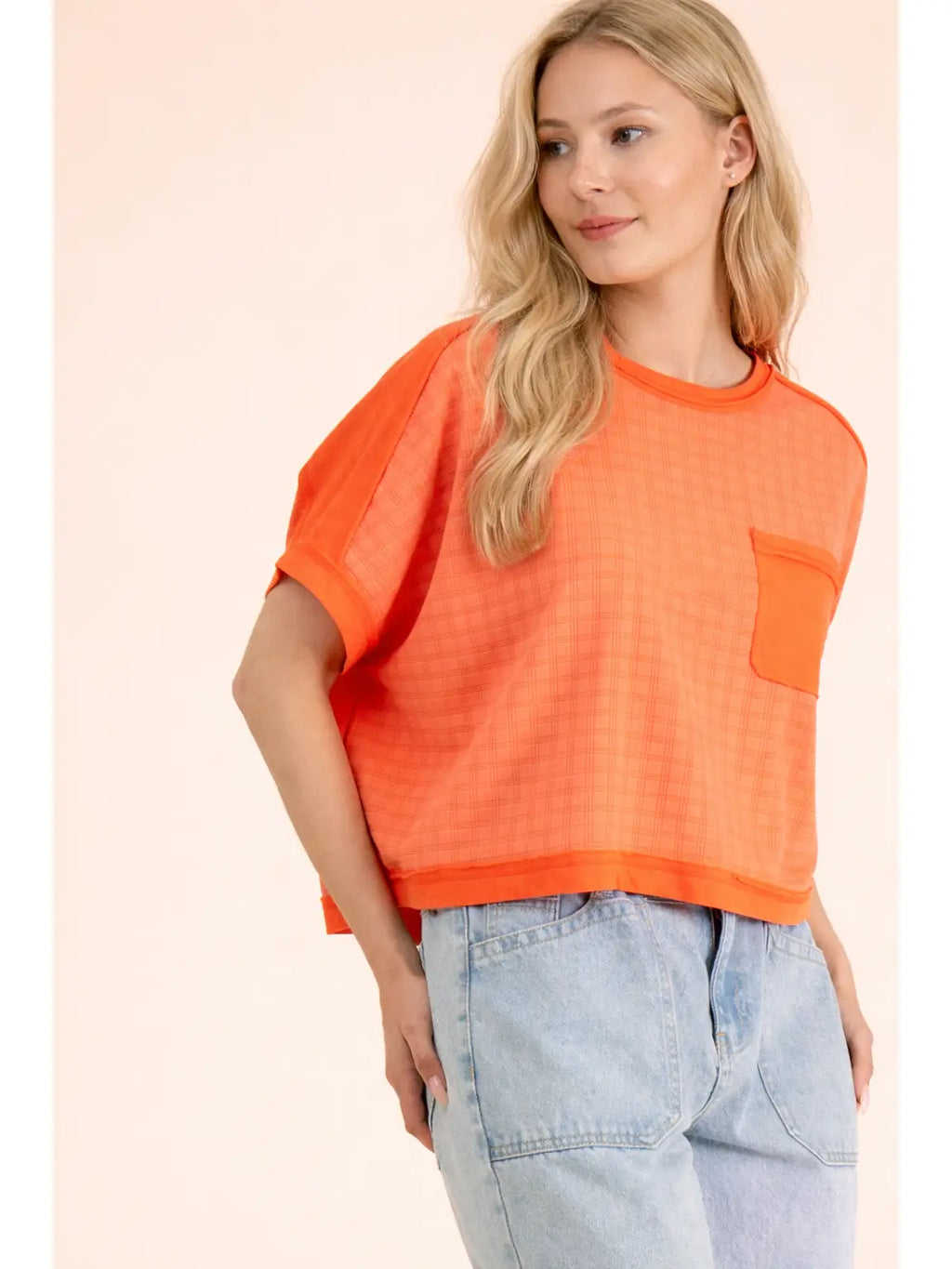 Coral Dolman Sleeve Textured Knit Casual Top