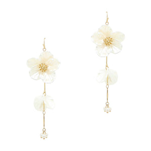 Pearlized Shell Flower 2.75" Drop Earring