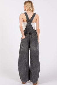 BLACK Washed Denim Overall