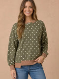 Olive Polka Dot Wave Rib Top