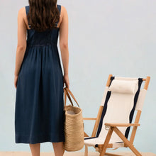 Load image into Gallery viewer, Dark Chambray Button Down Sleeveless MIDI Dress
