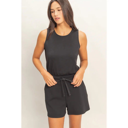 Butter soft black sleeveless romper