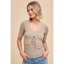 Load image into Gallery viewer, EYELIT KNIT SHORT SLEEVE TOP
