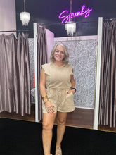 Load image into Gallery viewer, Sleeveless Drawstring Waist Romper IN TAUPE
